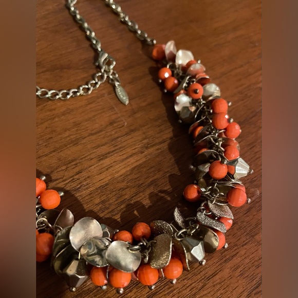 3 for $30 Vintage GoldTone Cluster Beaded Necklace Orange Gold Beads Signed VCLM - Picture 5 of 12